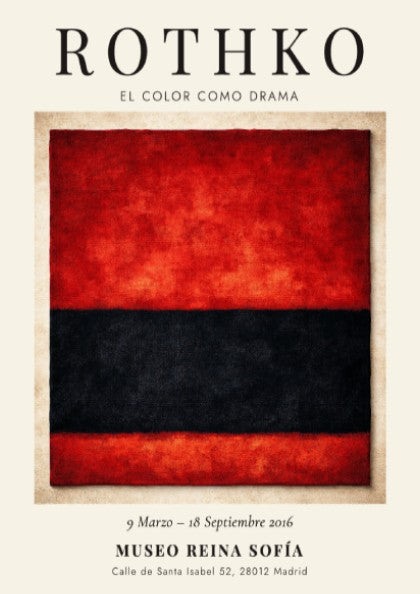 Wall art poster featuring Mark Rothko’s El Color Como Drama with red and black blocks.