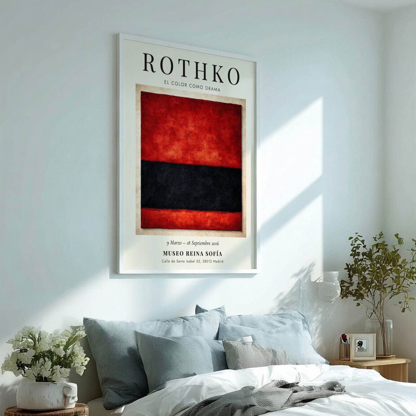 Wall art poster featuring Mark Rothko’s El Color Como Drama with red and black blocks.