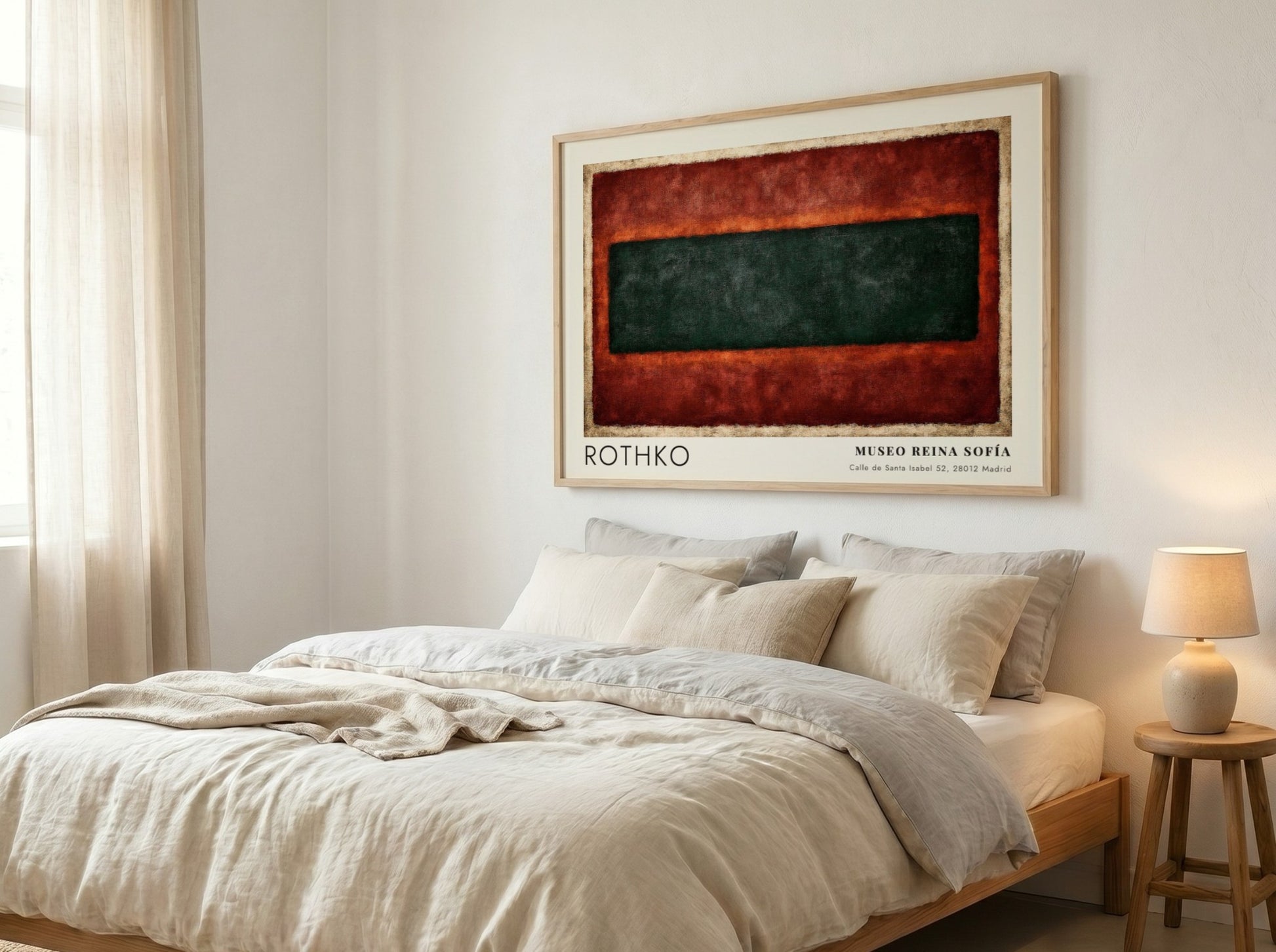 Wall art poster featuring Mark Rothko color field painting with dark green and red.