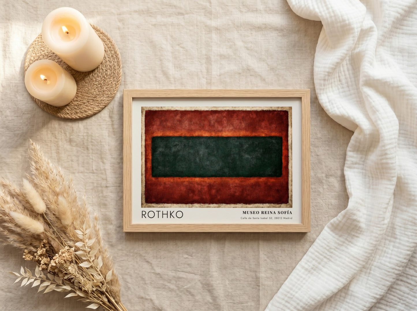 Wall art poster featuring Mark Rothko color field painting with dark green and red.