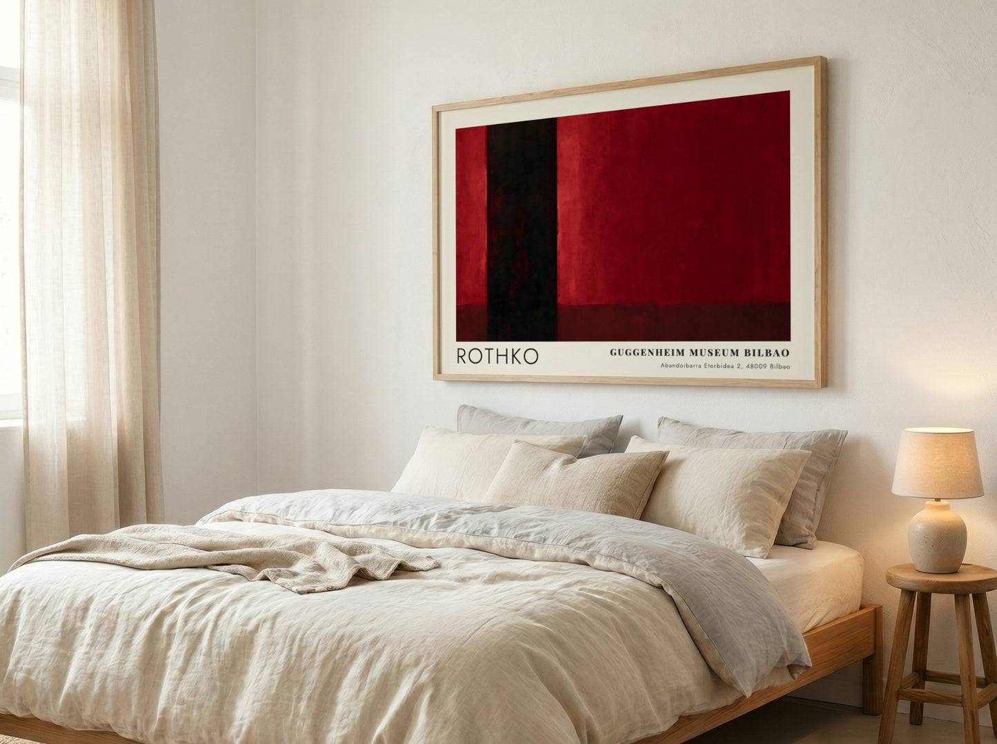 Wall art poster featuring Mark Rothko inspired abstract red and black rectangular shapes.