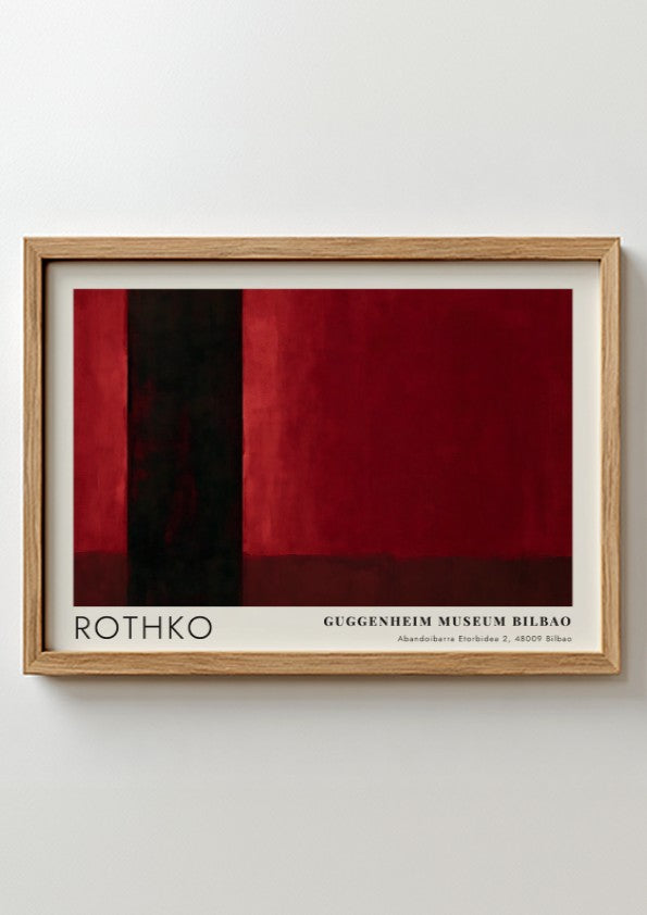 Wall art poster featuring Mark Rothko inspired abstract red and black rectangular shapes.