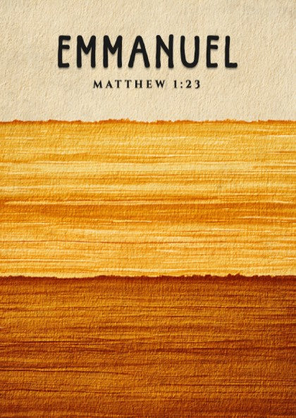 Inspirational poster featuring Emmanuel and Matthew 1:23 in warm golden hues, perfect for spiritual wall