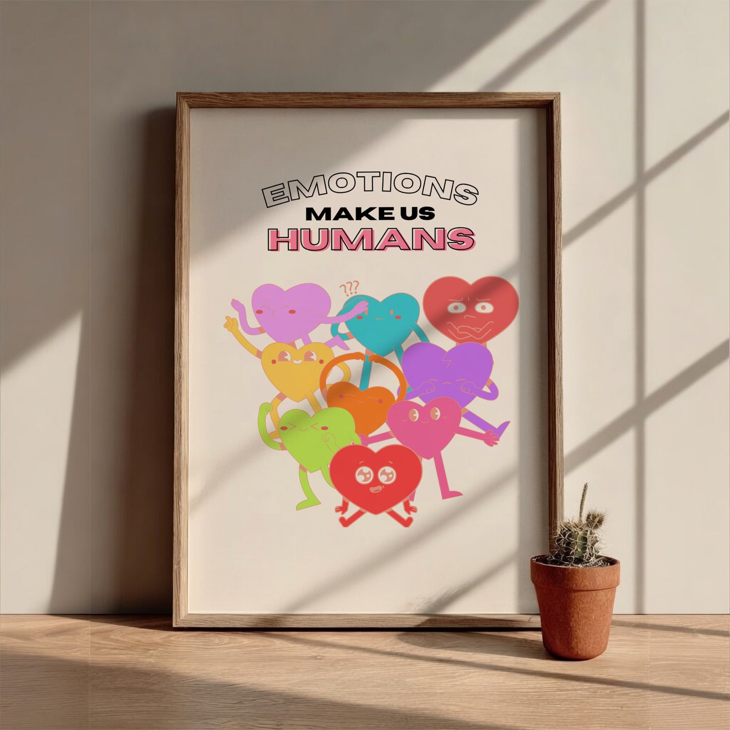 Emotions Make Us Human: Modern Minimalist Typography Wall Art