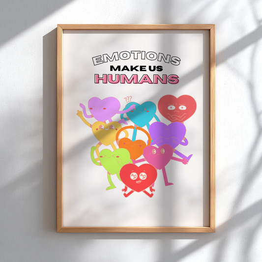Emotions Make Us Human: Modern Minimalist Typography Wall Art