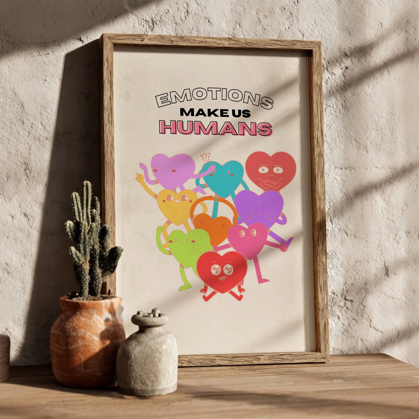 Emotions Make Us Human: Modern Minimalist Typography Wall Art
