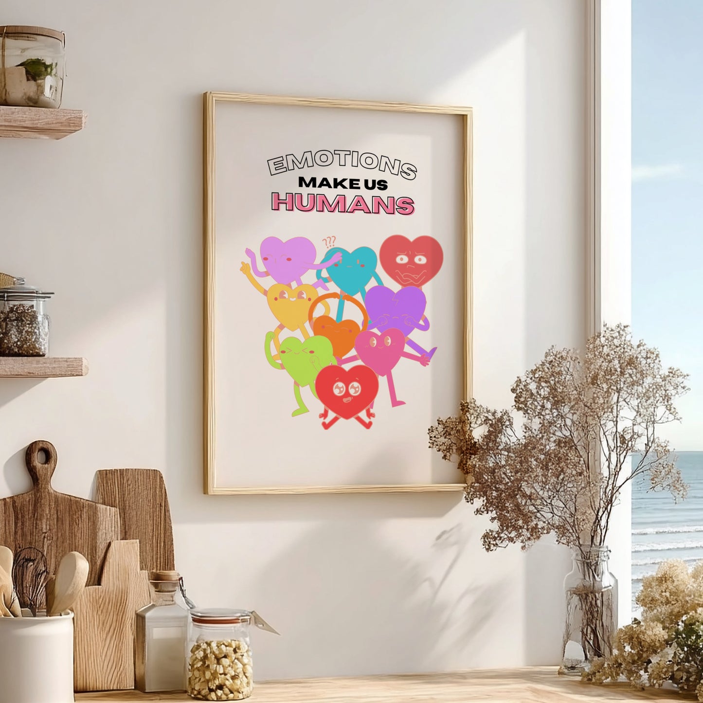 Emotions Make Us Human: Modern Minimalist Typography Wall Art