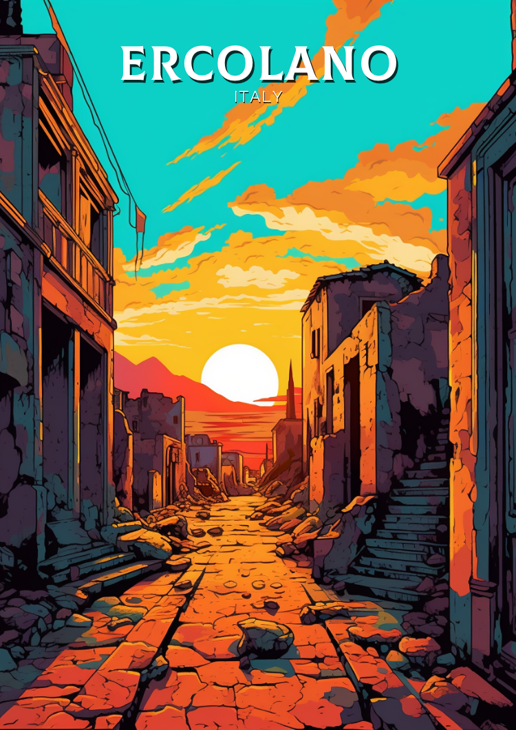Europe ERCOLANO TRAVEL POSTER - ITALY ARTWORK
