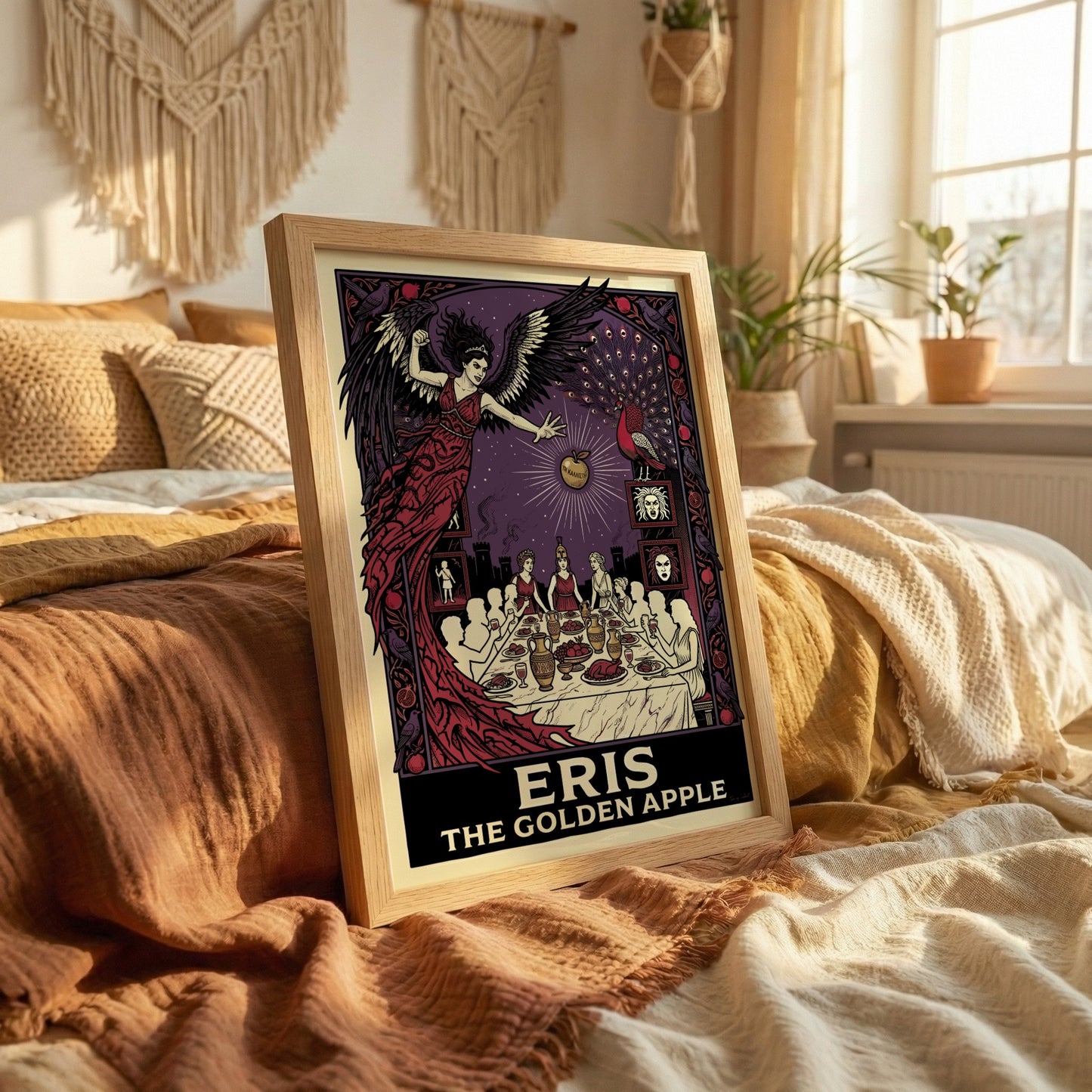 Eris The Golden Apple Greek mythology poster with goddess of discord, banquet, and golden apple.