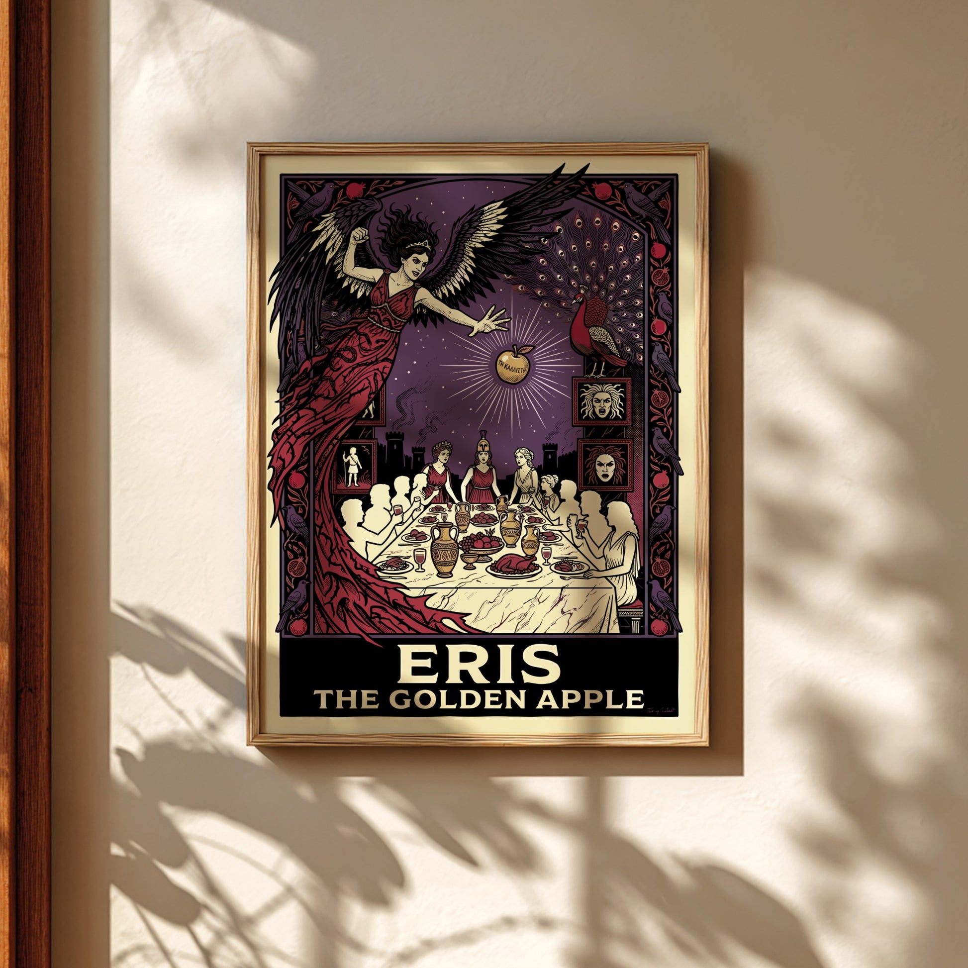 Eris The Golden Apple Greek mythology poster with goddess of discord, banquet, and golden apple.