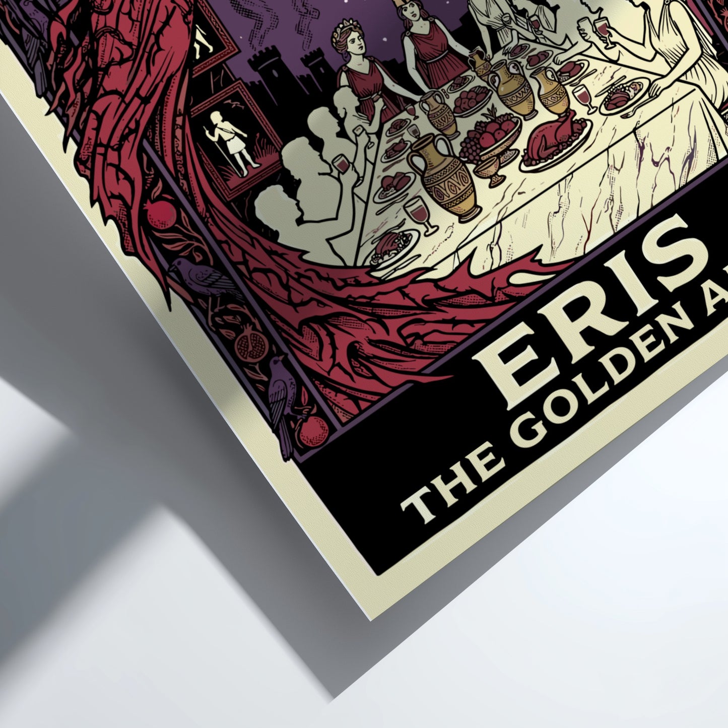 Eris The Golden Apple Greek mythology poster with goddess of discord, banquet, and golden apple.