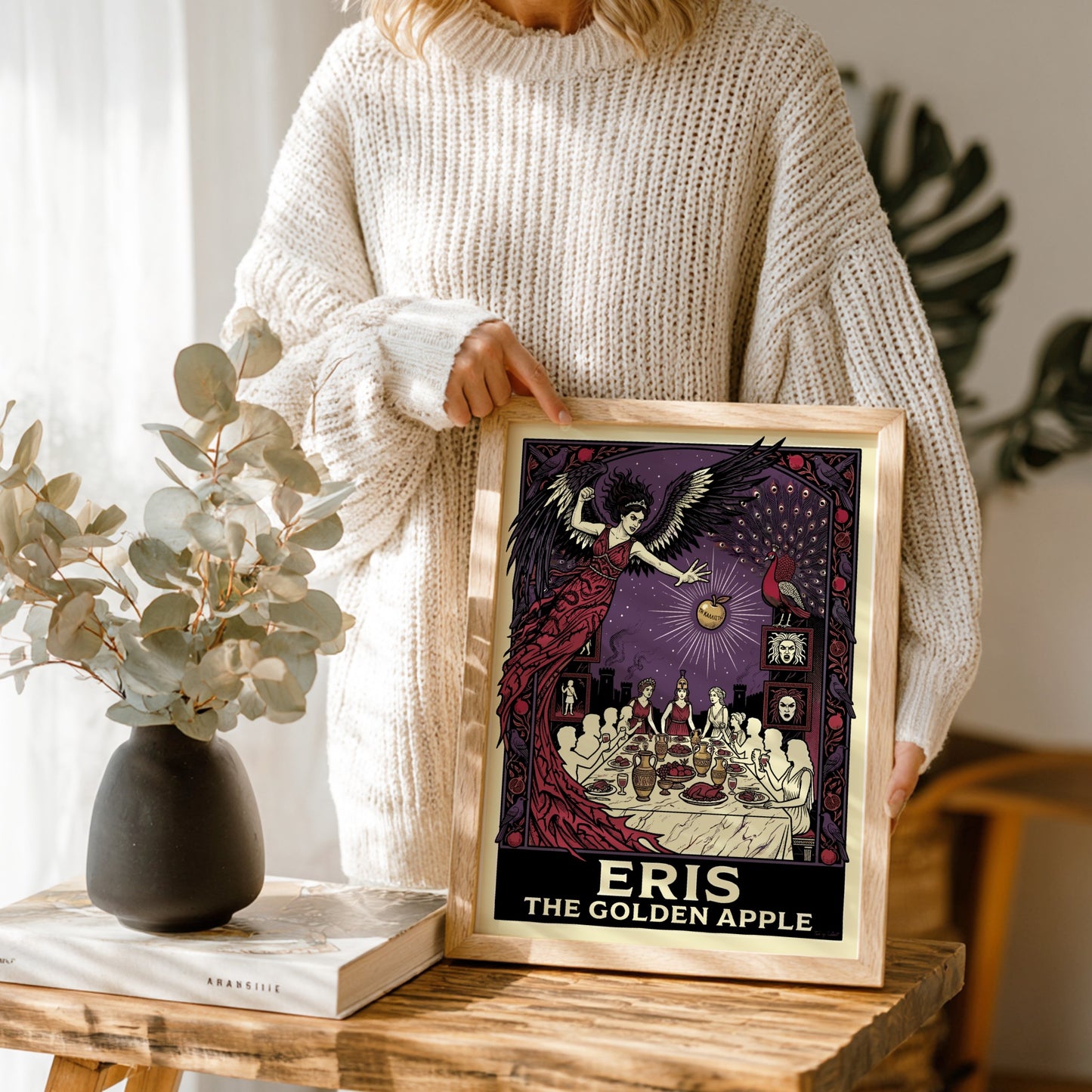 Eris The Golden Apple Greek mythology poster with goddess of discord, banquet, and golden apple.
