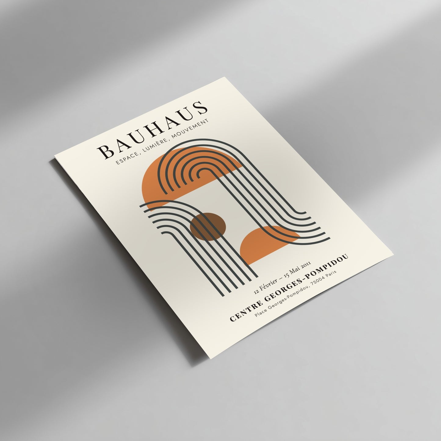 Bauhaus poster featuring geometric shapes and soft colors, modern art design