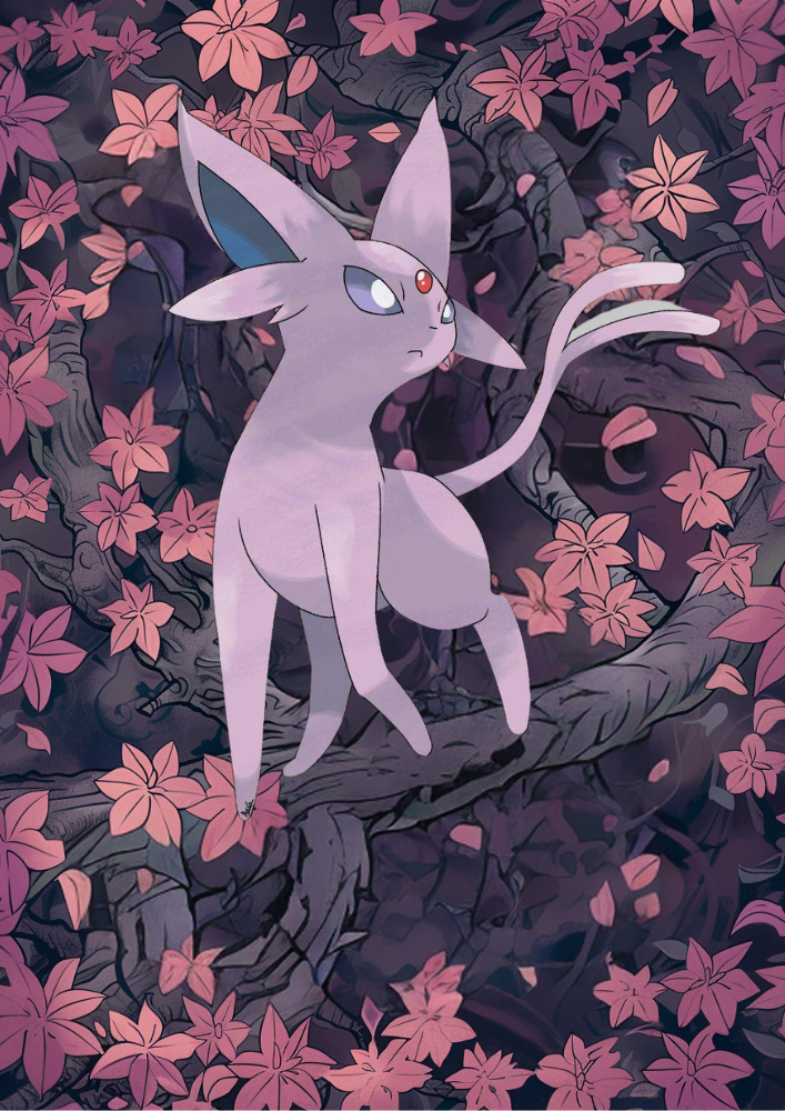 Espeon Poster: Japanese Style Pokemon Inspired Anime Artwork, Pokemon TCG Espeon