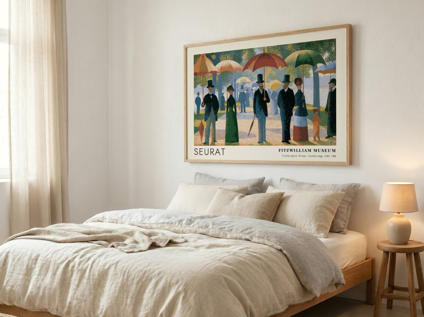 Wall art poster featuring Seurat's Grande Jatte painting with Fitzwilliam Museum text in frame.