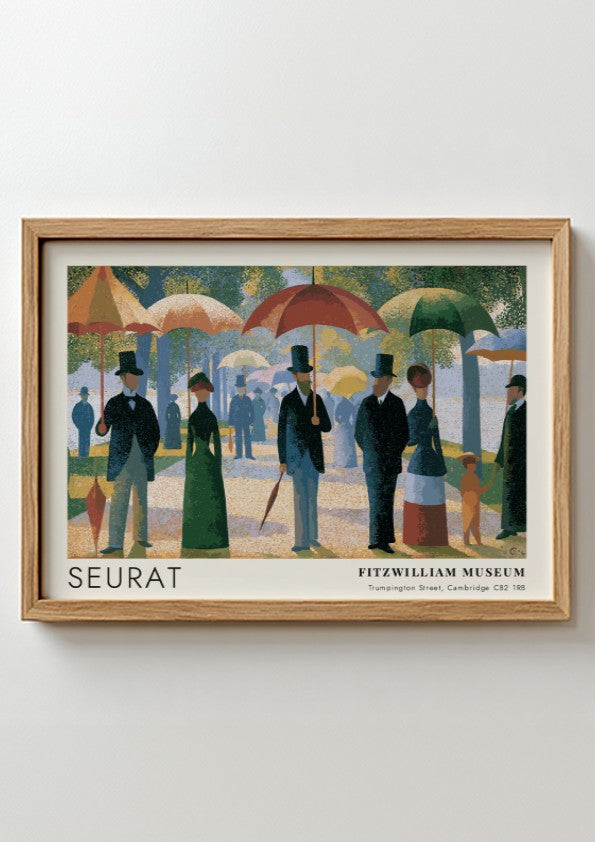 Wall art poster featuring Seurat's Grande Jatte painting with Fitzwilliam Museum text in frame.