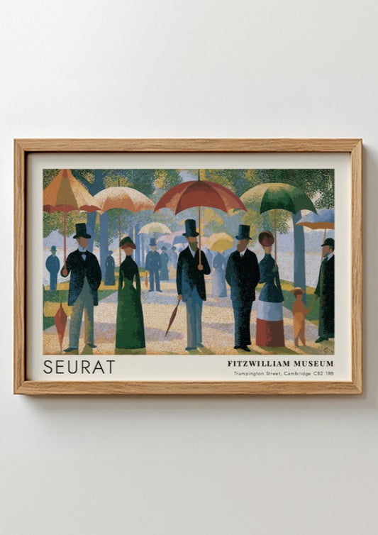 Wall art poster featuring Seurat's Grande Jatte painting with Fitzwilliam Museum text in frame.