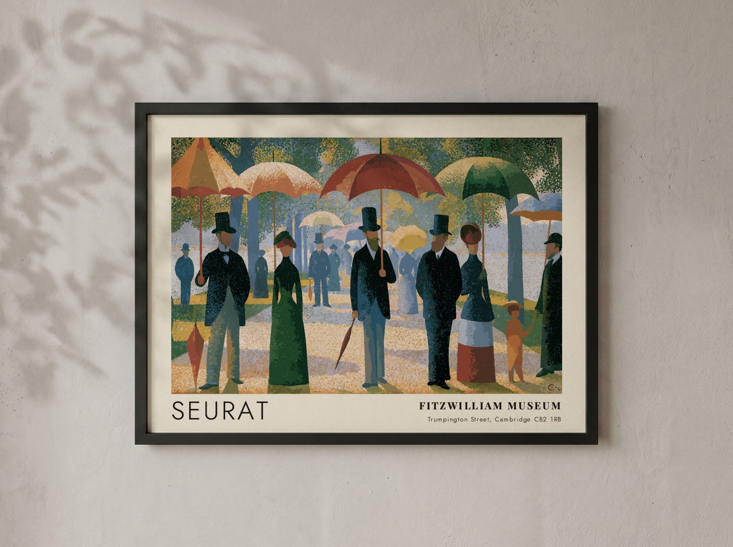 Wall art poster featuring Seurat's Grande Jatte painting with Fitzwilliam Museum text in frame.