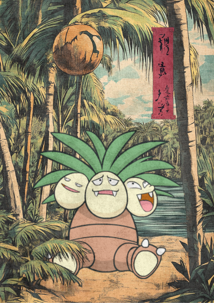 Exeggutor Poster: Japanese Style Legendary Pokemon Inspired Anime Artwork, Pokemon TCG Exeggutor