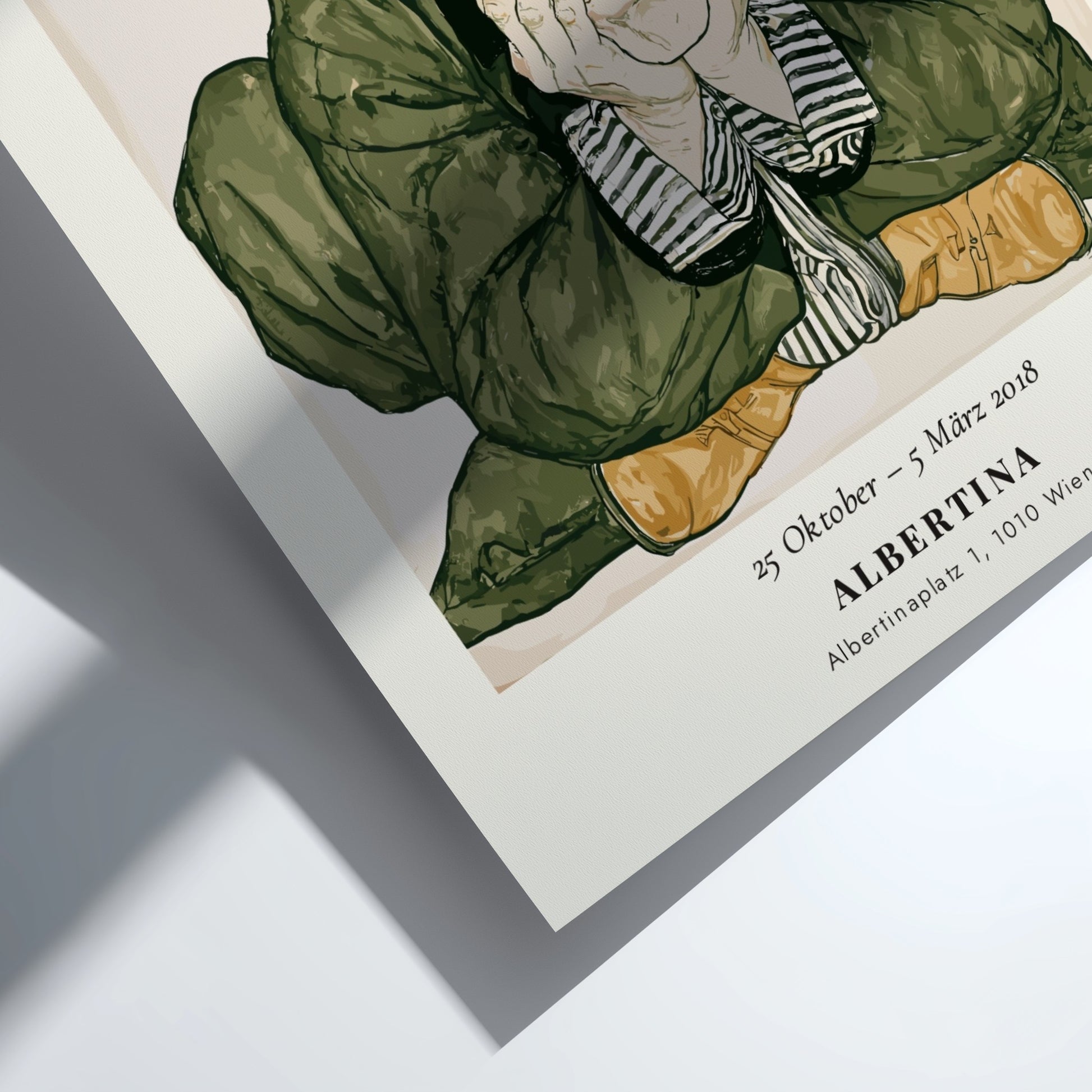 Egon Schiele exhibition poster featuring expressive illustration and muted tones