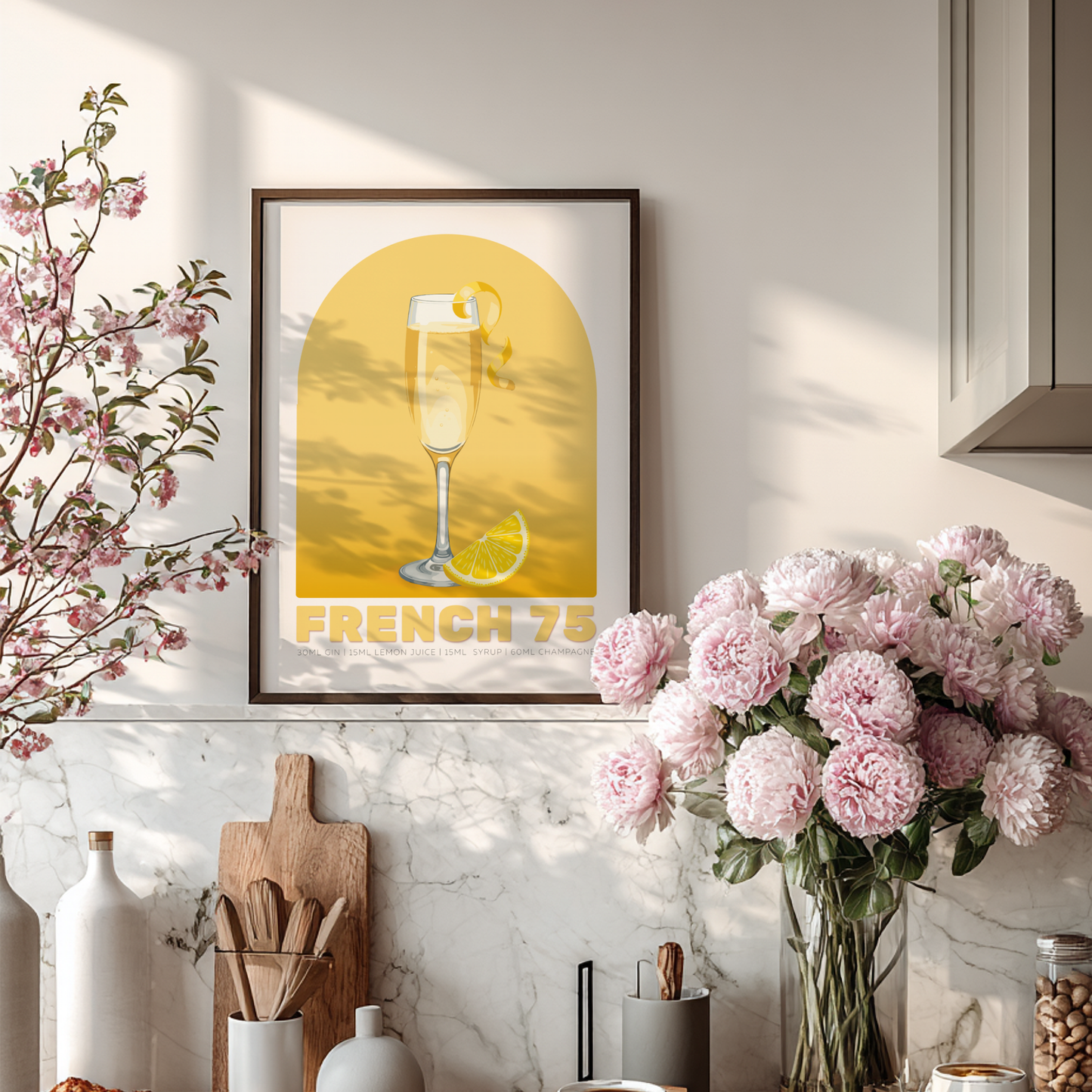 French 75 Cocktail Poster - Drinks Wall Art