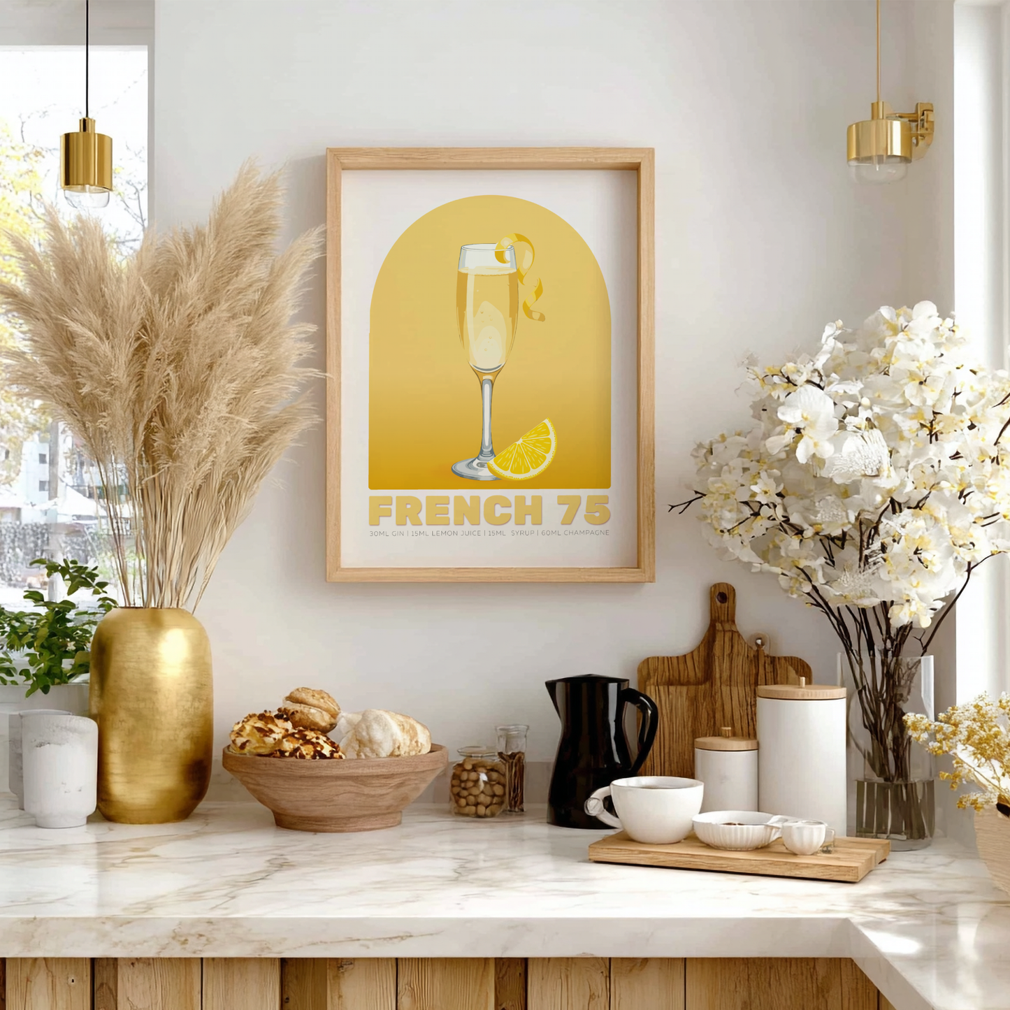 French 75 Cocktail Poster - Drinks Wall Art