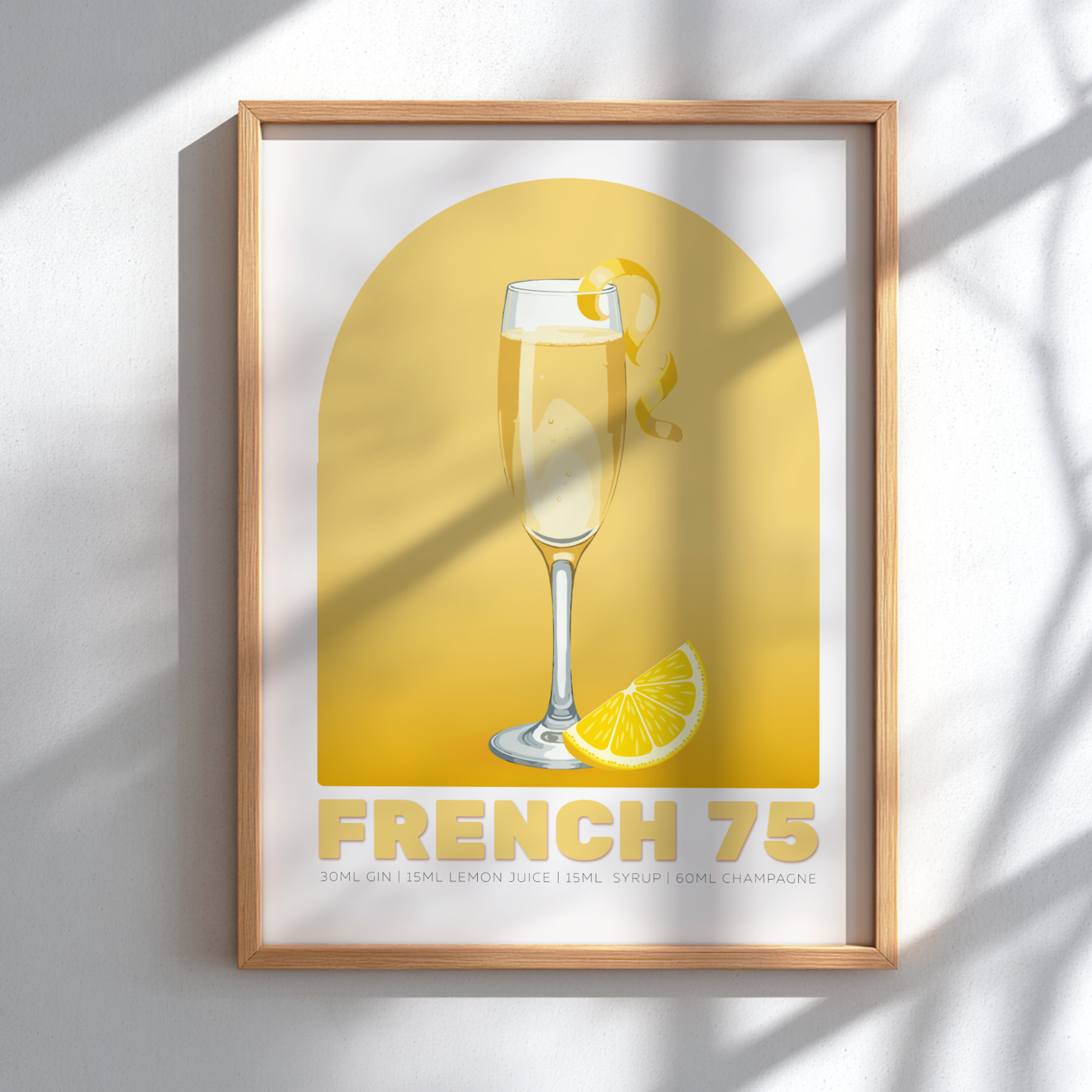 French 75 Cocktail Poster - Drinks Wall Art