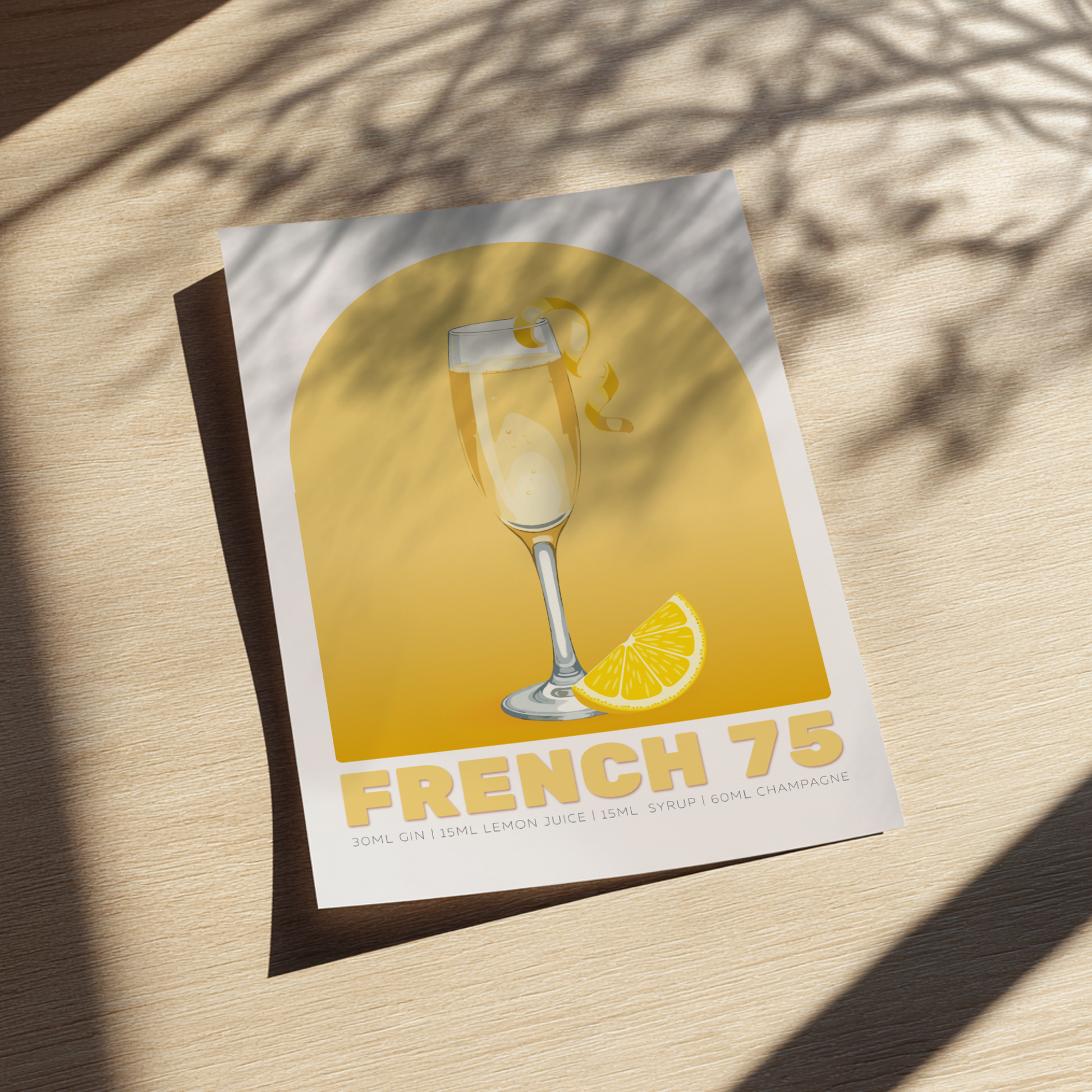 French 75 Cocktail Poster - Drinks Wall Art