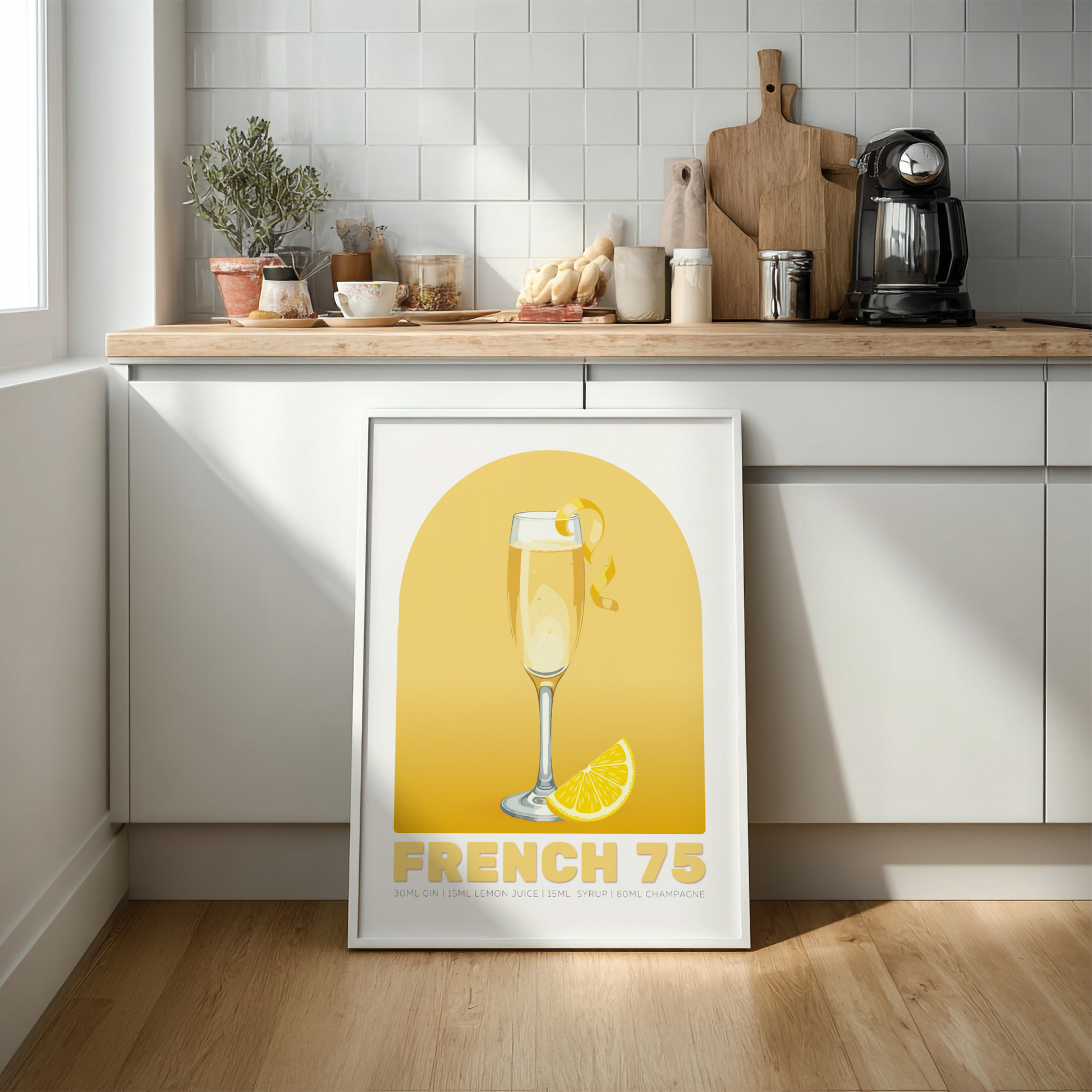 French 75 Cocktail Poster - Drinks Wall Art