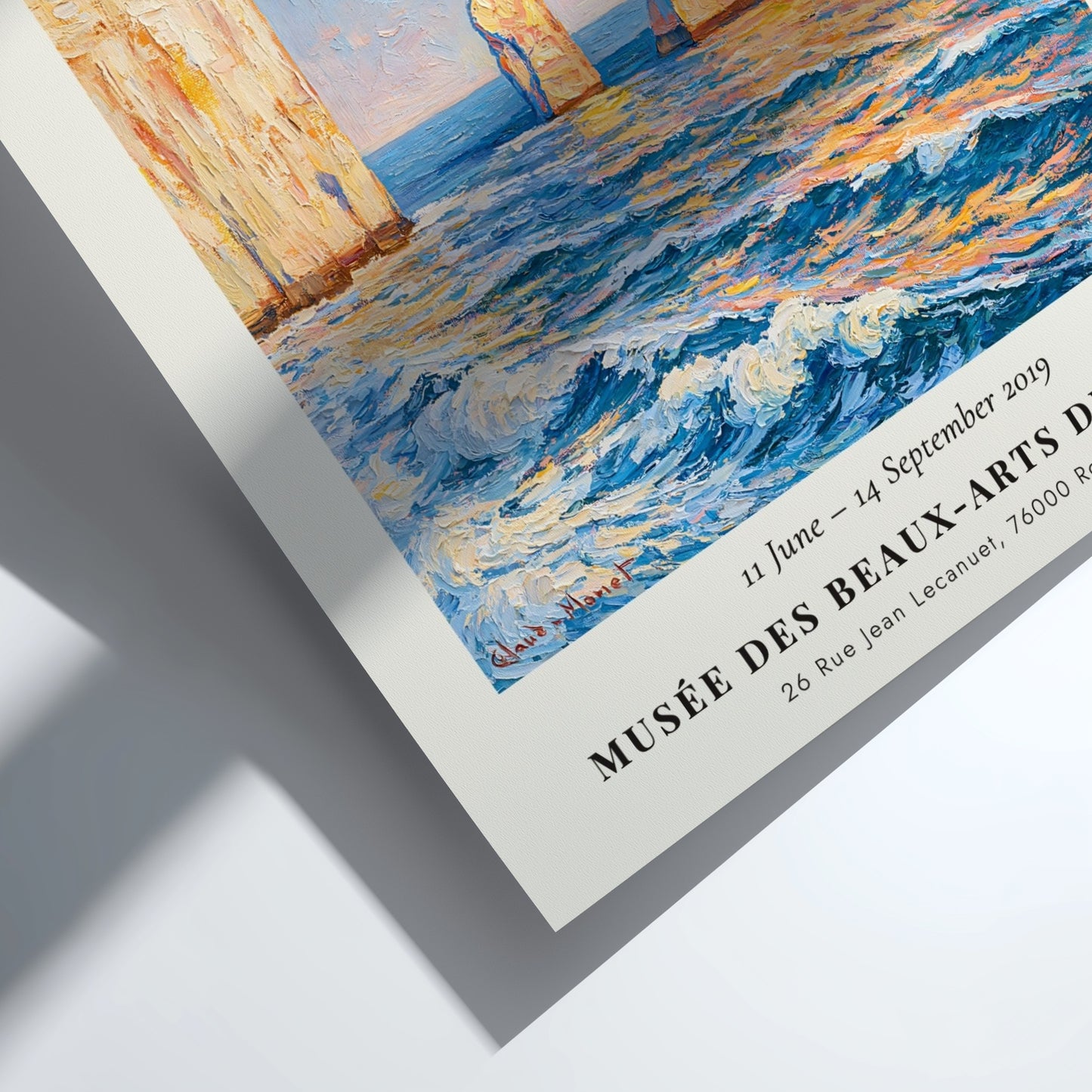 Monet inspired poster featuring Falaises - Mer d'Émeraude with vibrant blue tones and coastal scenery