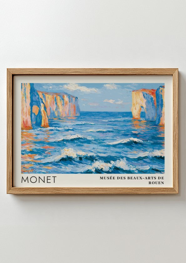 Falaises - Mer d'Émeraude poster featuring vibrant ocean colors and Impressionist style landscape art