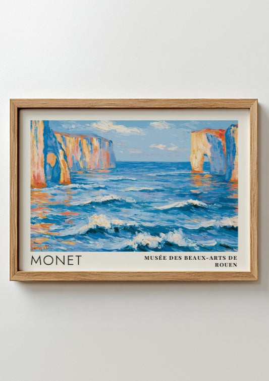 Falaises - Mer d'Émeraude poster featuring vibrant ocean colors and Impressionist style landscape art