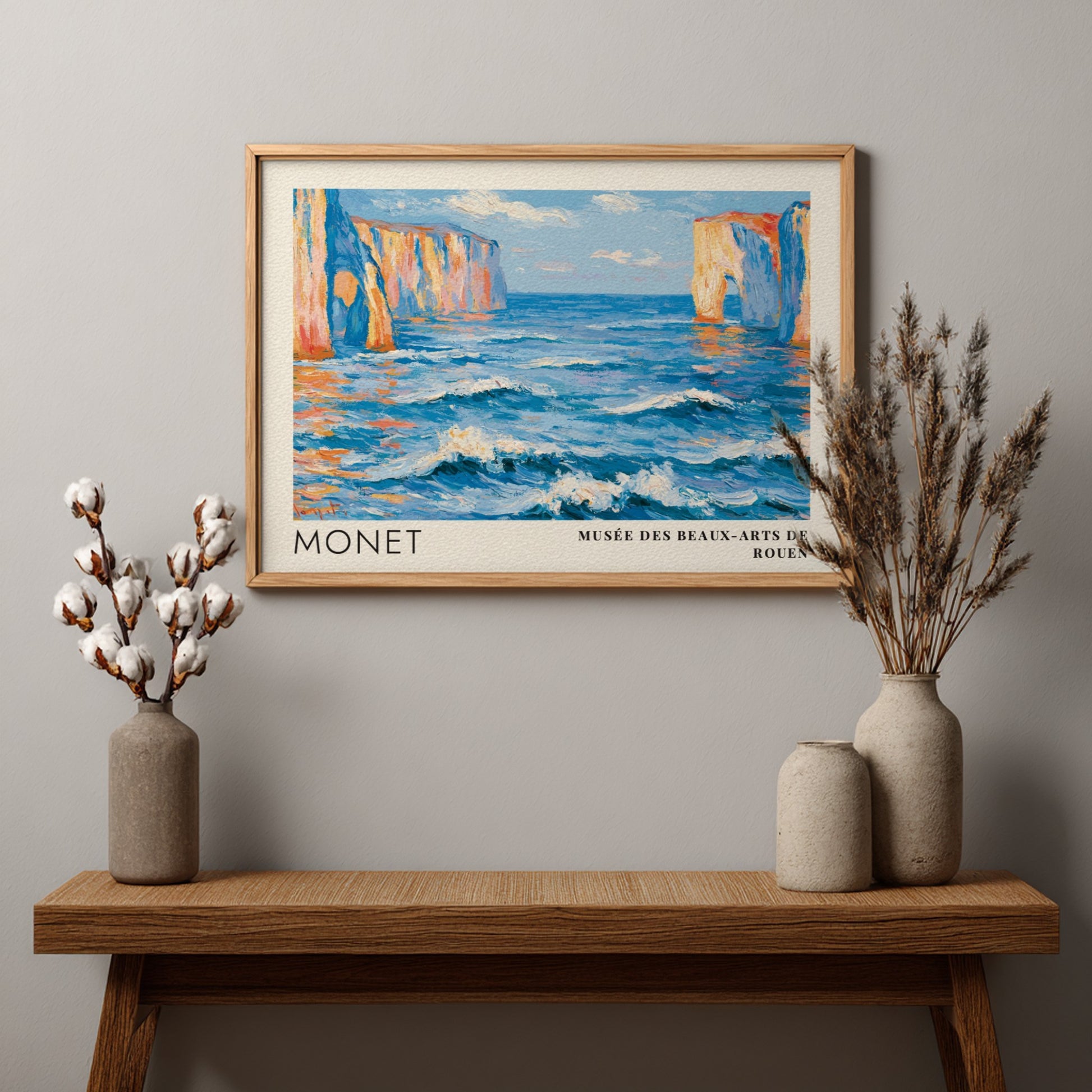 Falaises - Mer d'Émeraude poster featuring vibrant ocean colors and Impressionist style landscape art