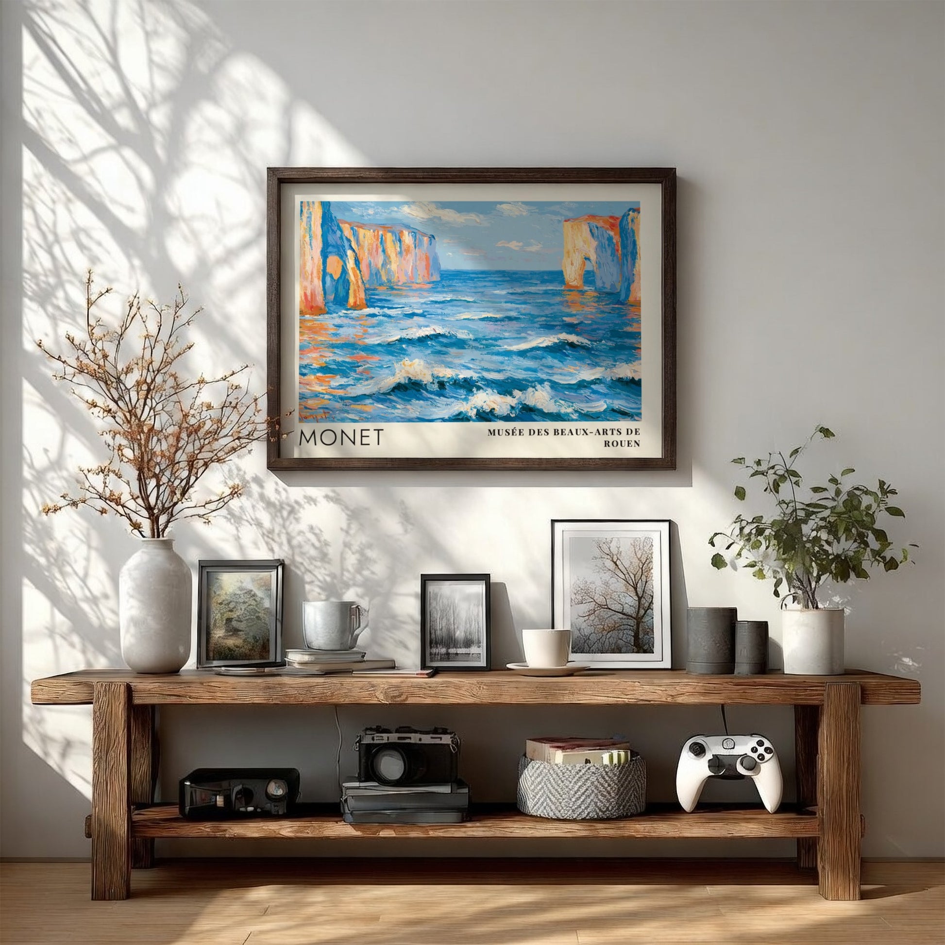 Falaises - Mer d'Émeraude poster featuring vibrant ocean colors and Impressionist style landscape art