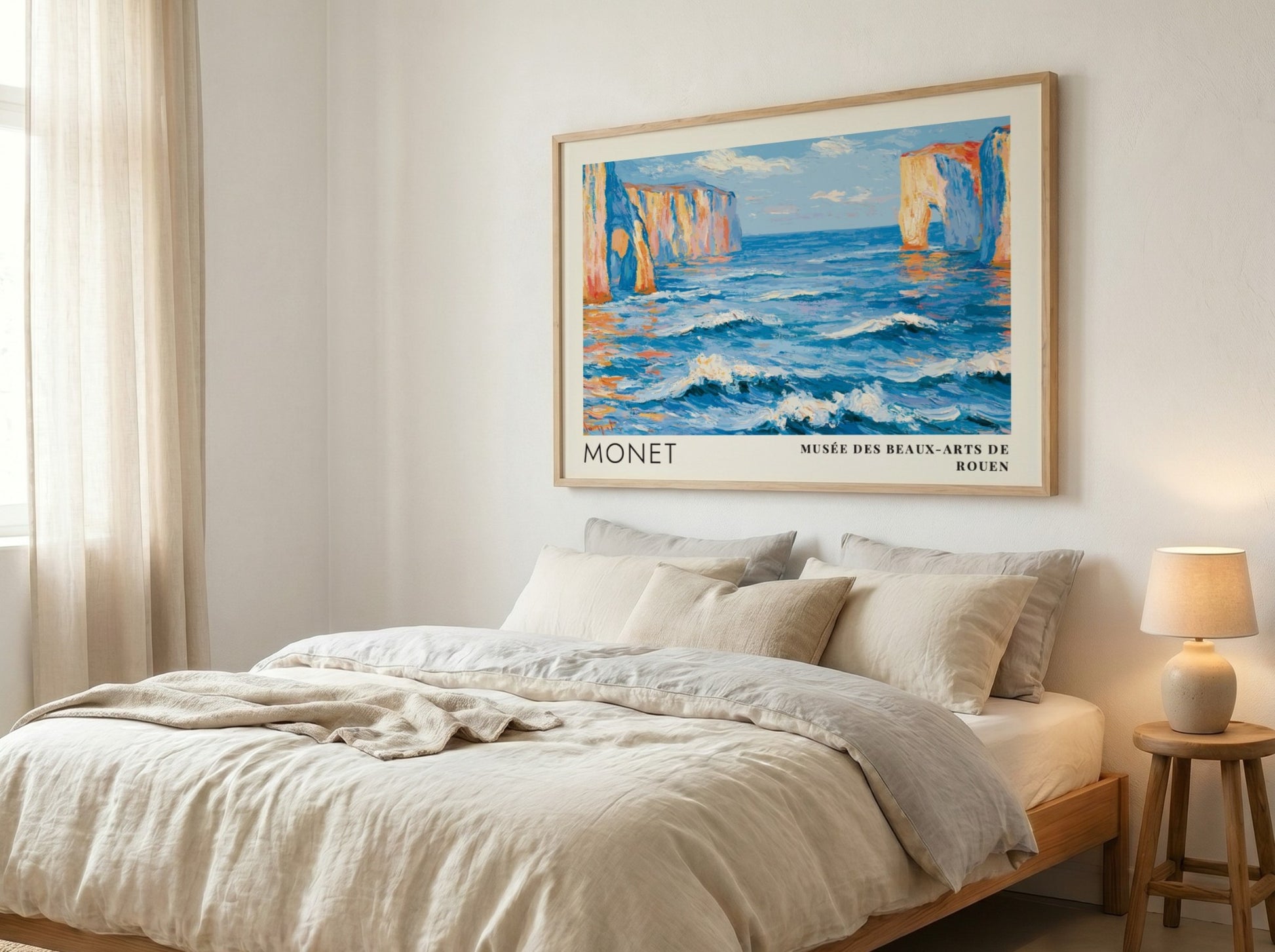 Falaises - Mer d'Émeraude poster featuring vibrant ocean colors and Impressionist style landscape art