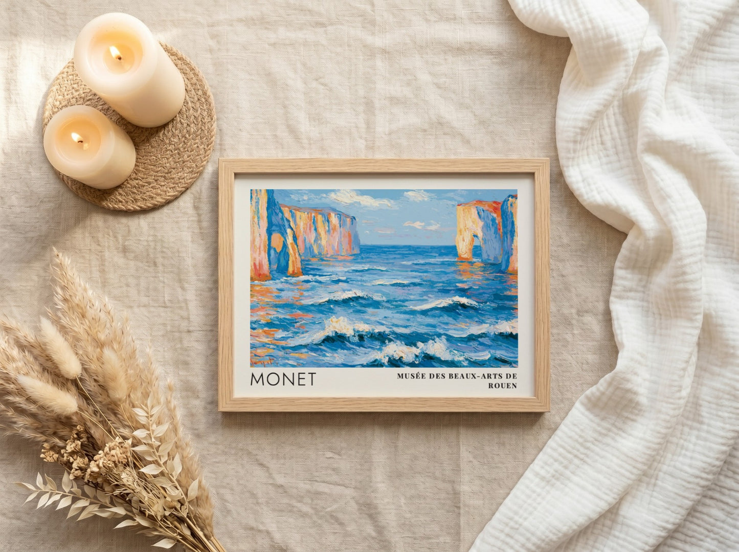 Falaises - Mer d'Émeraude poster featuring vibrant ocean colors and Impressionist style landscape art