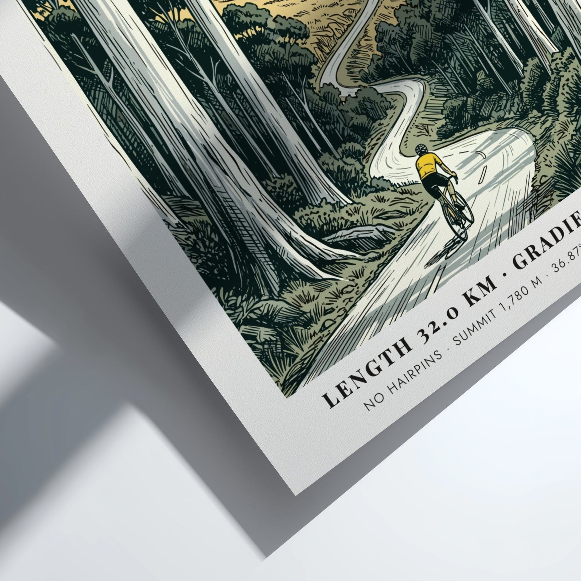 Poster of a cyclist climbing a winding road at Falls Creek in Australia.