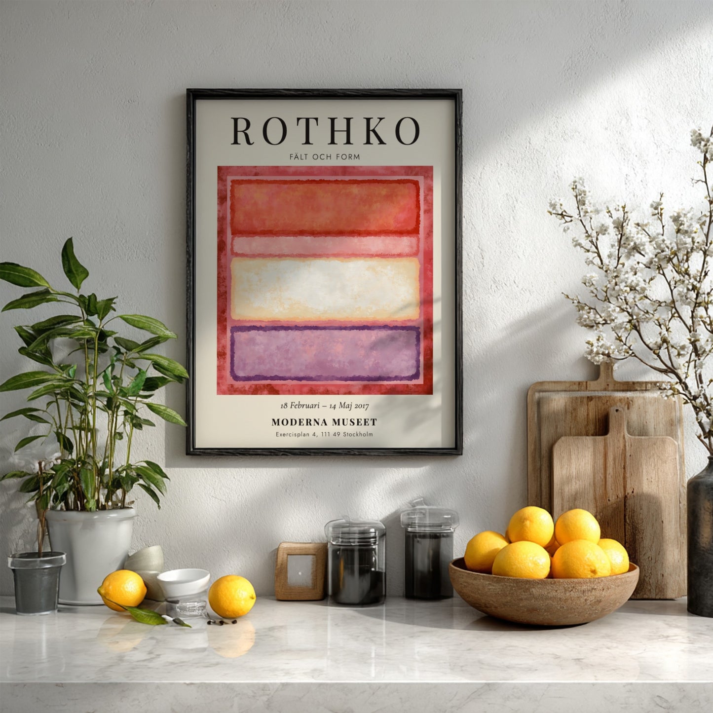 Wall art poster featuring Mark Rothko Fält och Form exhibition with abstract color blocks