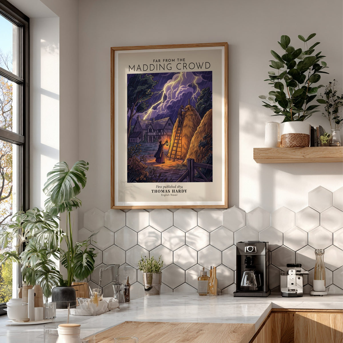 Poster featuring a stormy night scene from Far From the Madding Crowd by Thomas Hardy.