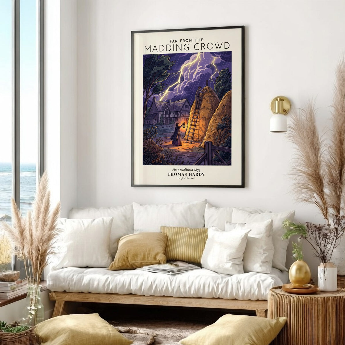 Poster featuring a stormy night scene from Far From the Madding Crowd by Thomas Hardy.