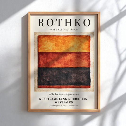 Wall art poster featuring Mark Rothko Farbe als Meditation with warm orange red layers