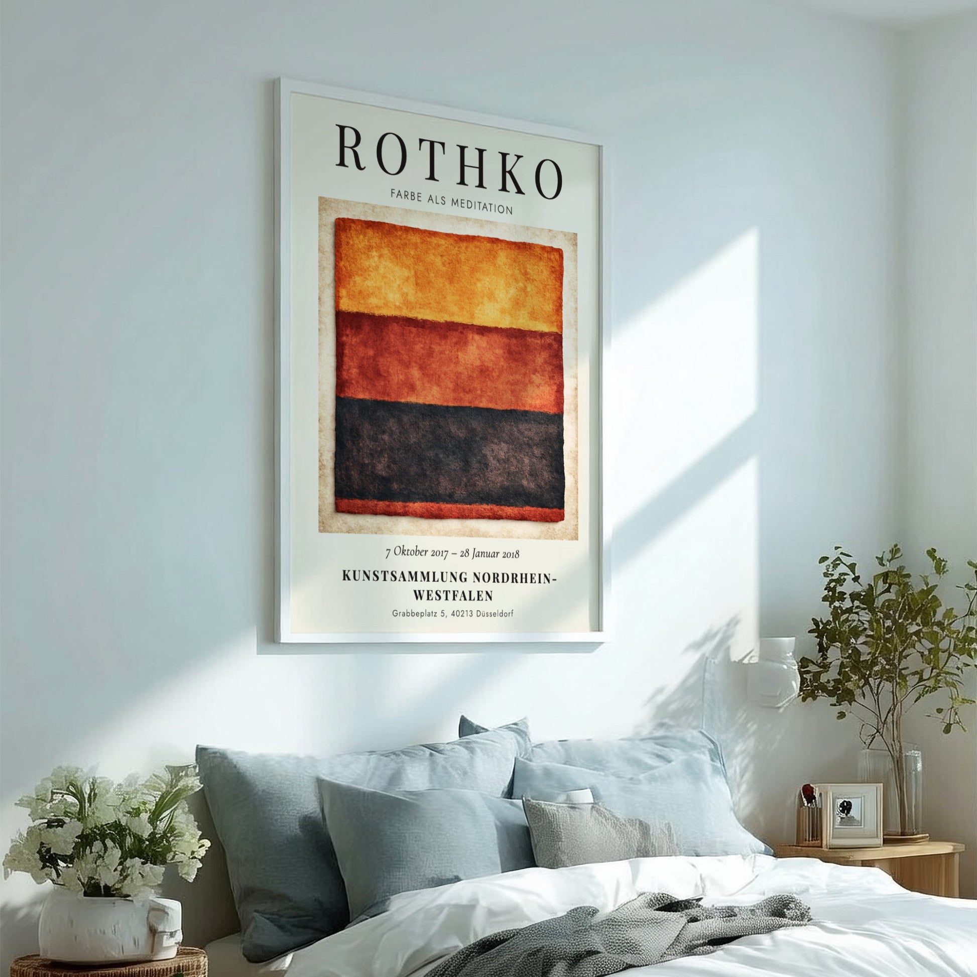 Wall art poster featuring Mark Rothko Farbe als Meditation with warm orange red layers