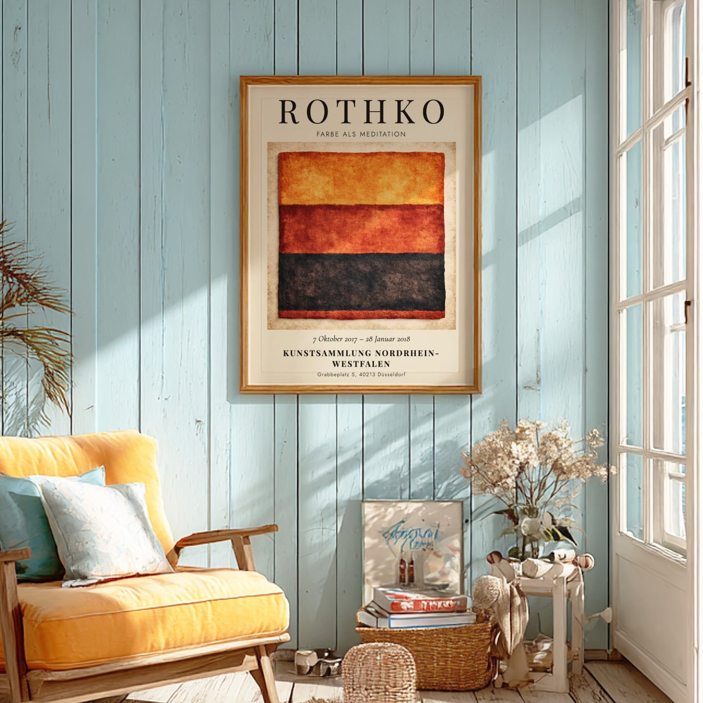 Wall art poster featuring Mark Rothko Farbe als Meditation with warm orange red layers