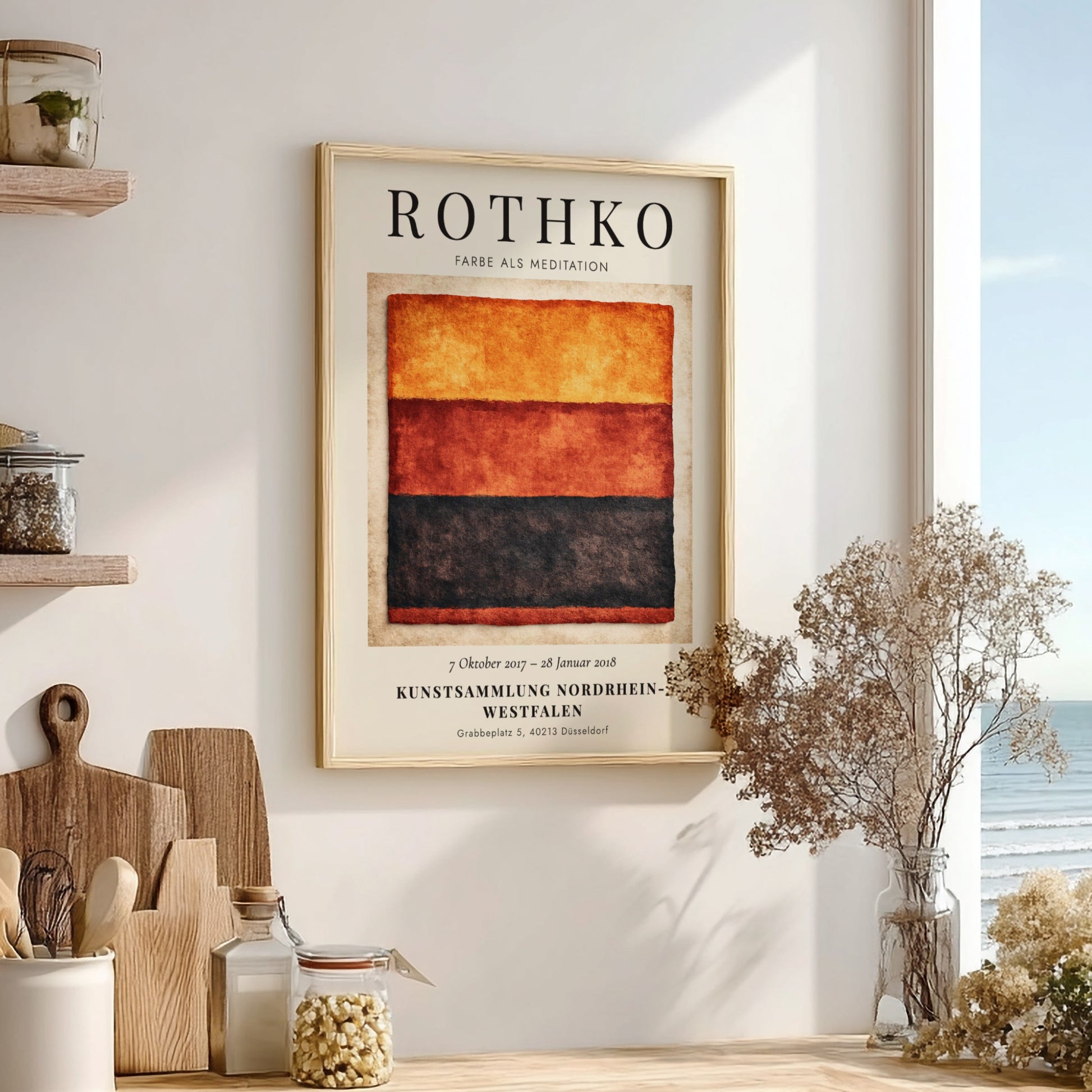 Wall art poster featuring Mark Rothko Farbe als Meditation with warm orange red layers