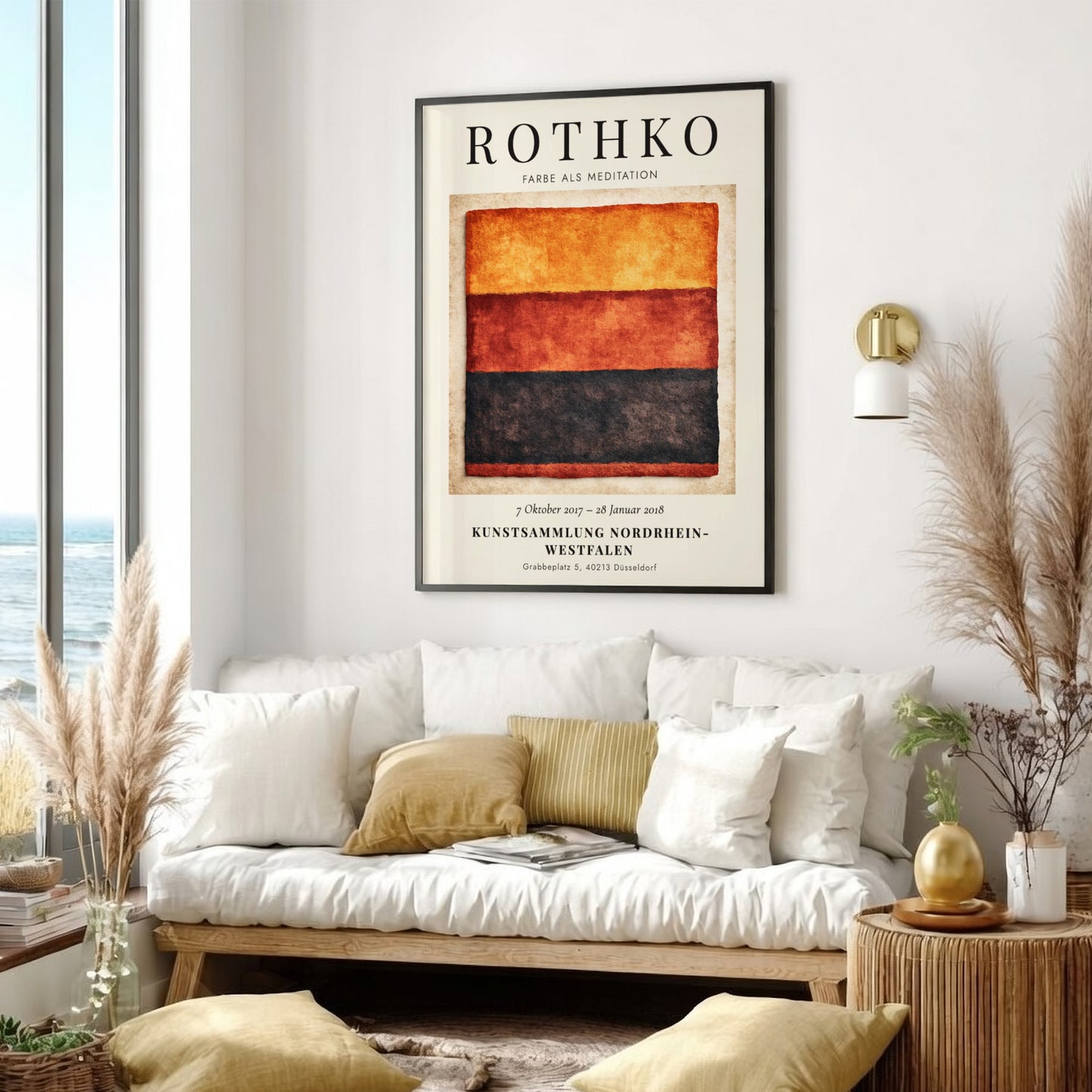 Wall art poster featuring Mark Rothko Farbe als Meditation with warm orange red layers