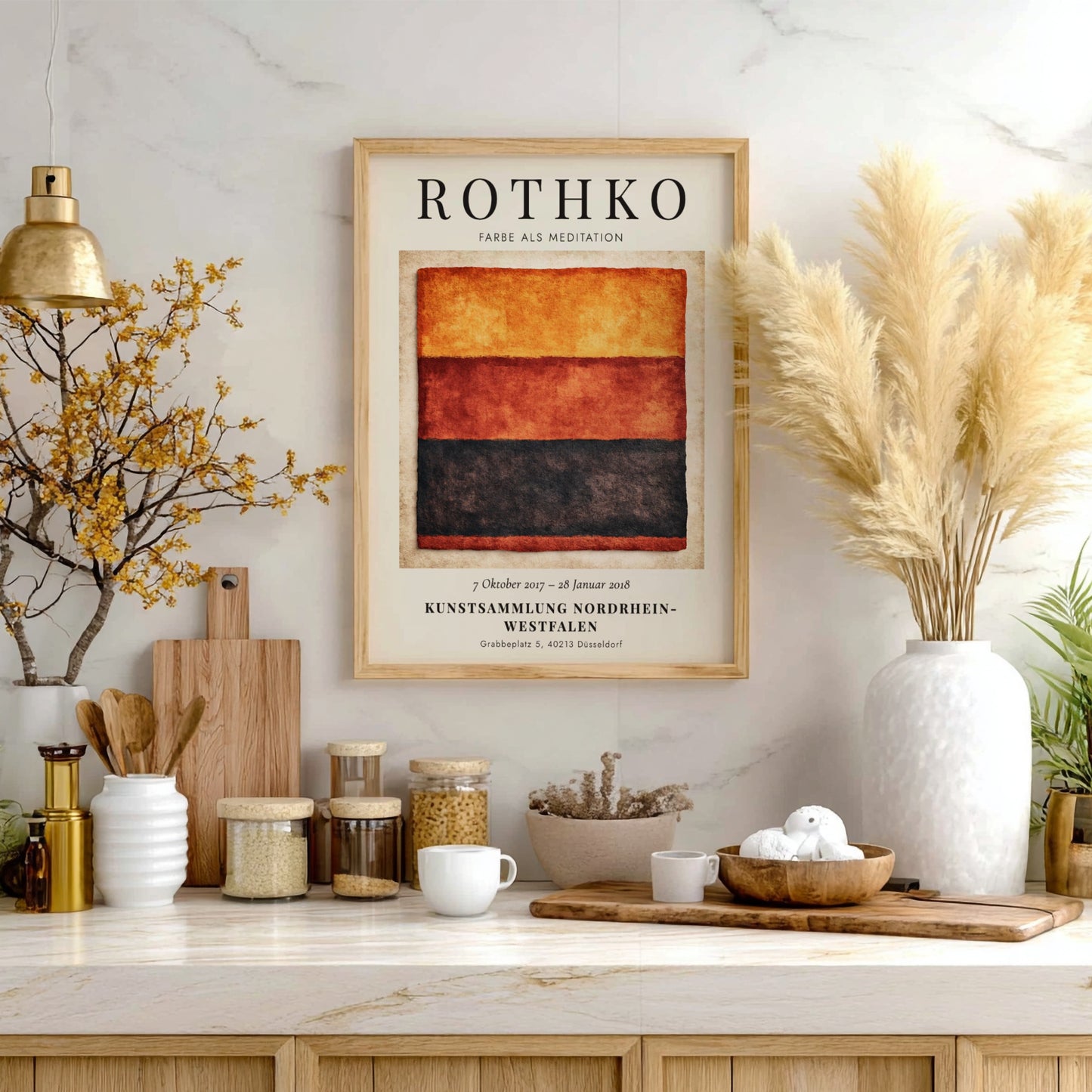 Wall art poster featuring Mark Rothko Farbe als Meditation with warm orange red layers