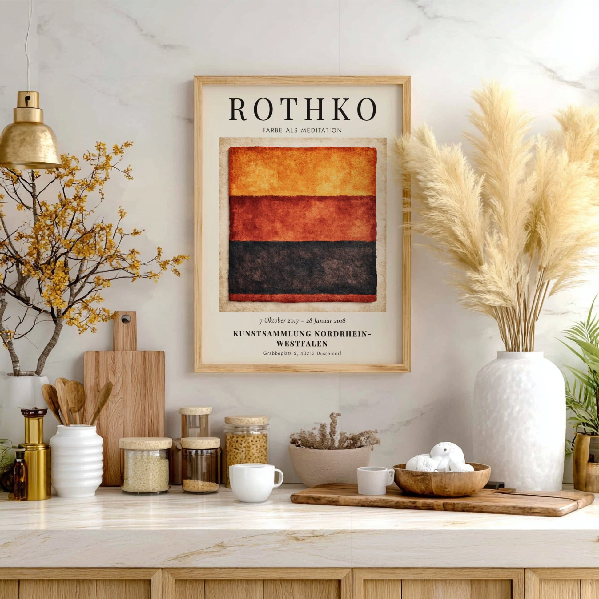 Wall art poster featuring Mark Rothko Farbe als Meditation with warm orange red layers