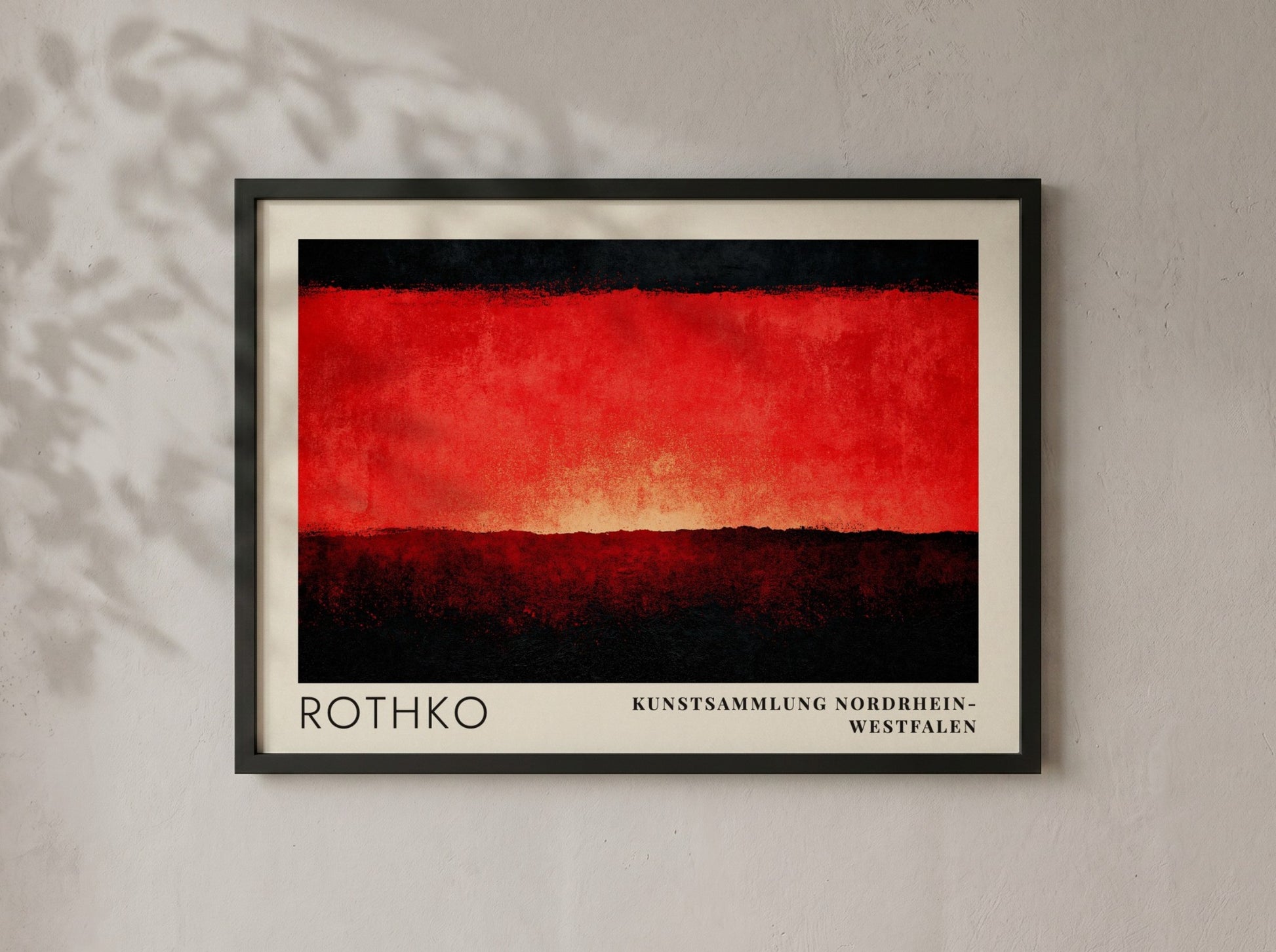 Wall art poster featuring Mark Rothko exhibition design from Kunstsammlung Nordrhein-Westfalen in red black