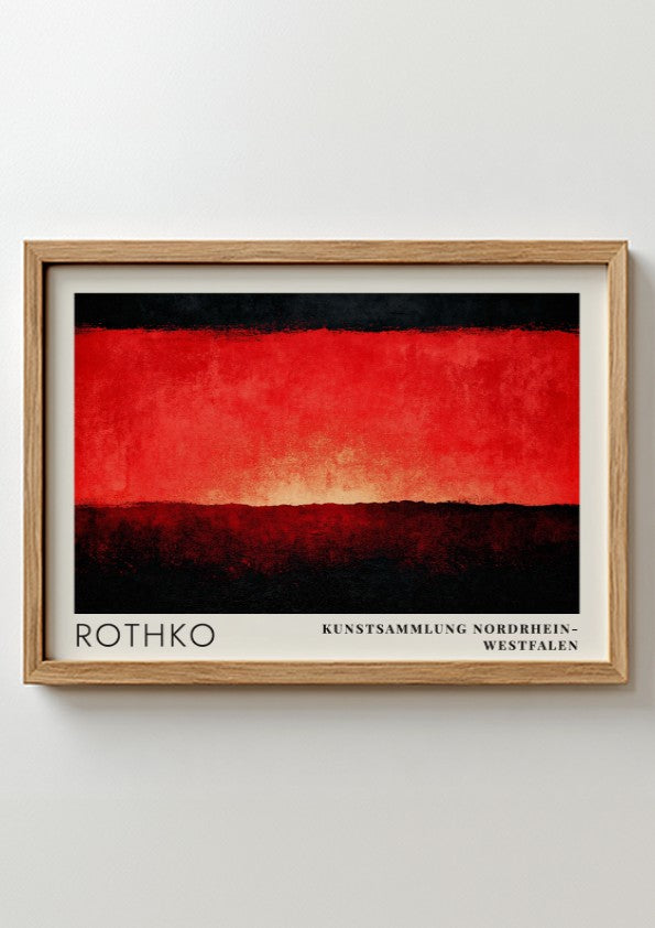 Wall art poster featuring Mark Rothko exhibition design from Kunstsammlung Nordrhein-Westfalen in red black