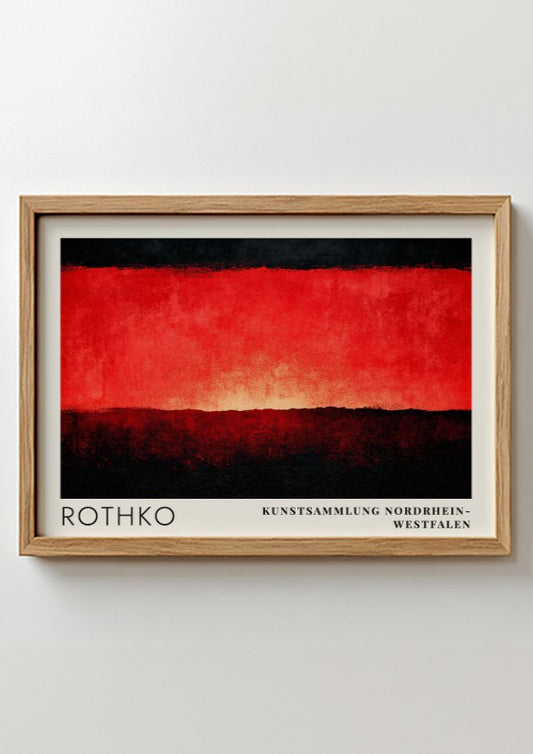 Wall art poster featuring Mark Rothko exhibition design from Kunstsammlung Nordrhein-Westfalen in red black